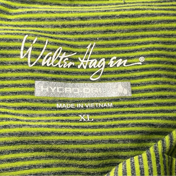 Walter Hagen Hydro Dri Long Sleeve Green Striped Polo Golf Shirt XL Athletic - Picture 4 of 10
